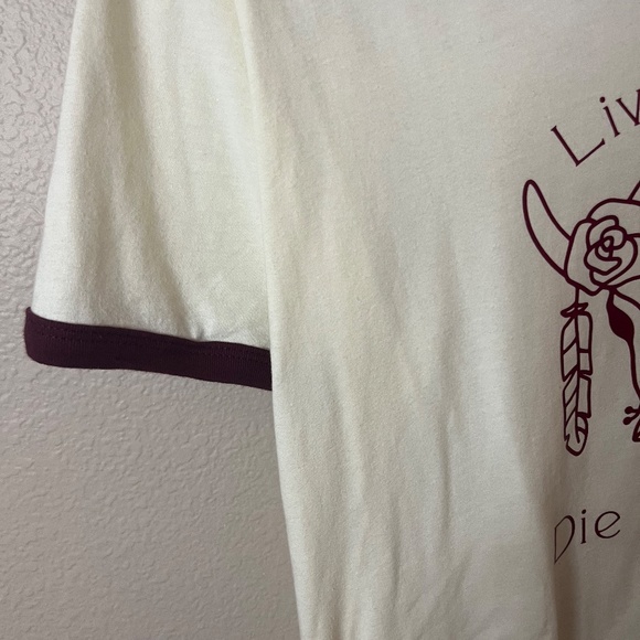 Live Fast Die Pretty Women's Ringer Tee Cream Next Level Brand NWOT Size XL - Picture 4 of 5